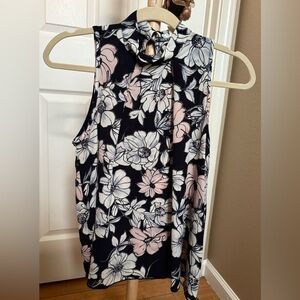 Floral Sleeveless Top - Black and Pink